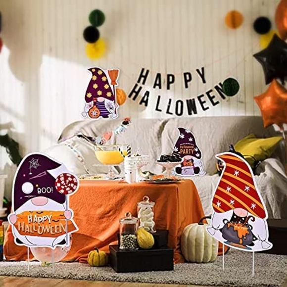 π₯4/$15 SET 9 PC HALLOWEEN GNOMES YARD STAKES DECORATIONS PARTY DECOR WATERPROOF - Picture 6 of 8